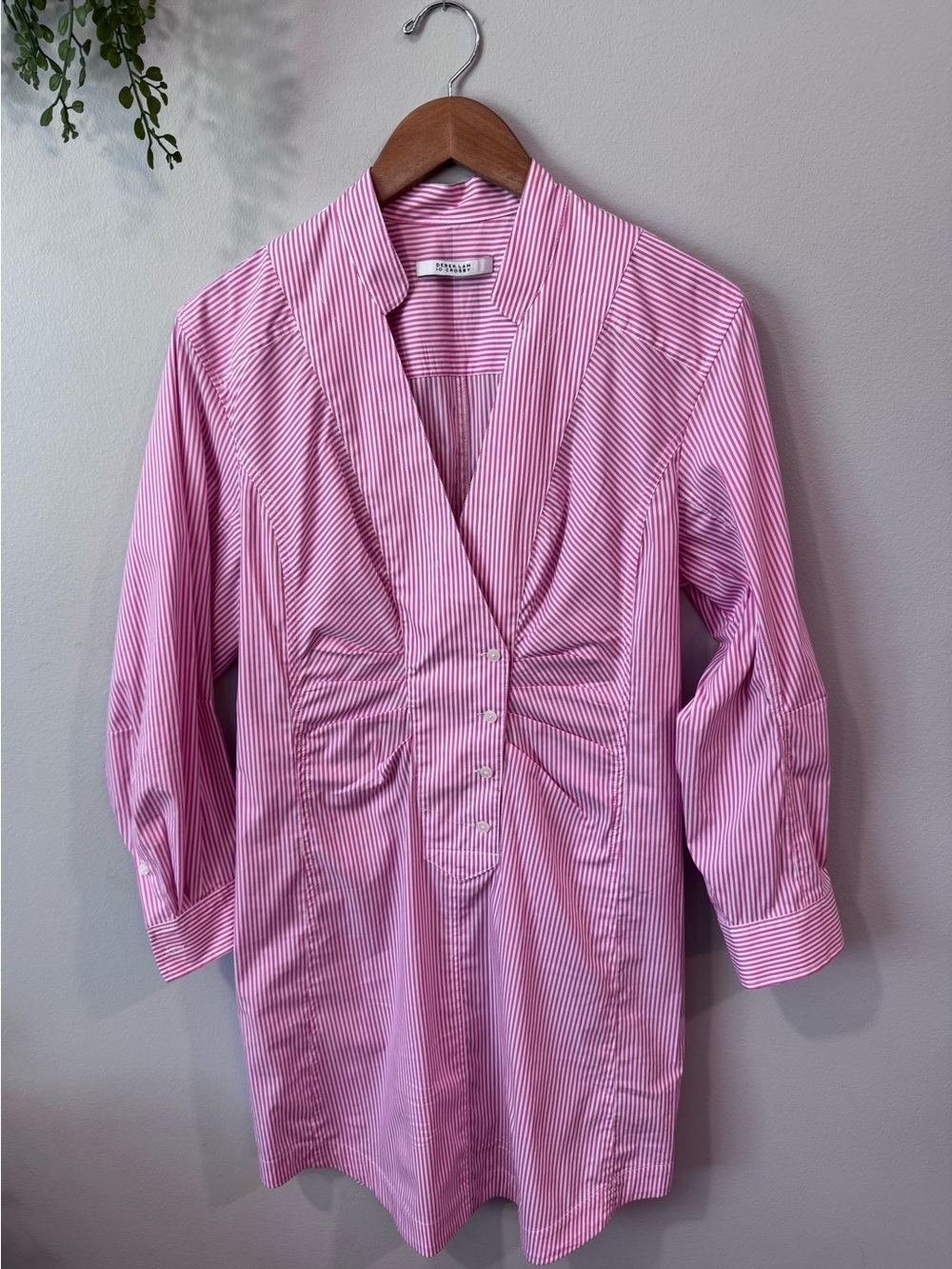 Derek Lam Pink and White Striped Button-Up Shirt